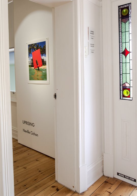 Entrance to Uprising exhibition at Sauerbier House